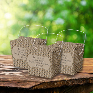 Caja Para Regalos Cesta Baby Shower de Picnic Marrón Gracias