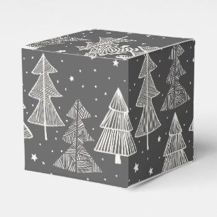 Caja Para Regalos Chalkboard Árboles de Navidad dibujados a mano Nev