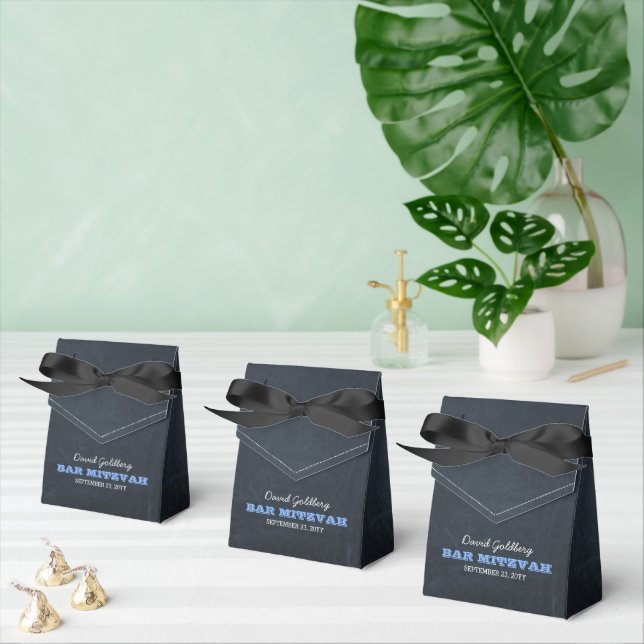 Caja Para Regalos Chalkboard Blue Bar Mitzvah Favor Box (Múltiple)