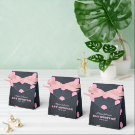 Caja Para Regalos Chalkboard Luces Bat rosa Mitzvah Favor Box