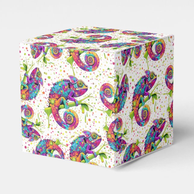 Caja Para Regalos Chameleon Paint Stains Watercolor Style (Costado Anverso)