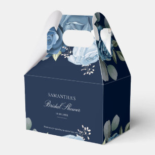 Caja Para Regalos Champán Nupcial Floral Azul Polvoriento Acuarela