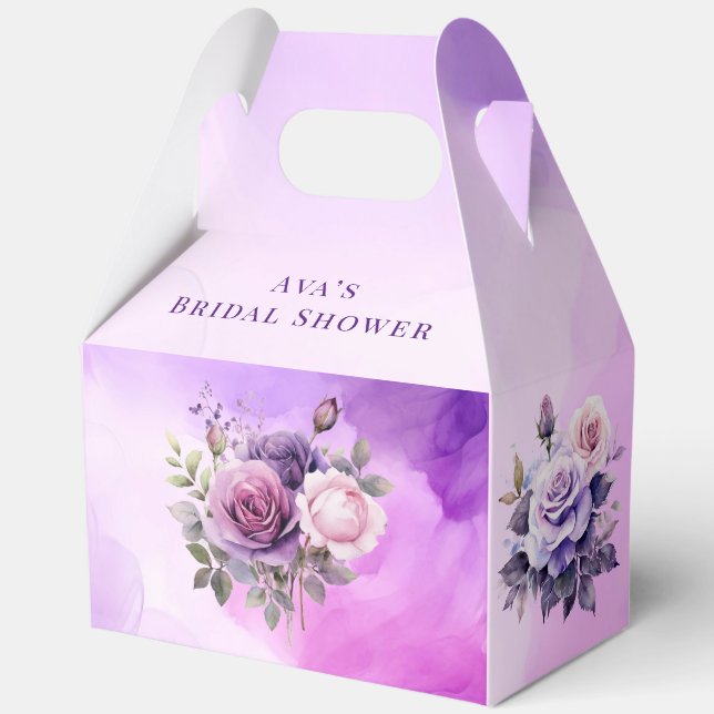 Caja Para Regalos Champán Rosa Púrpura Jardín Despedida de Soltera (Reverso )