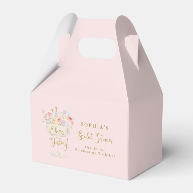 Caja Para Regalos Champán Rosado, ducha de novias, ¡Querida! (Front Side)