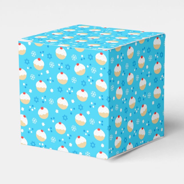 Caja Para Regalos Chanukah Jelly Doughnut Estrellas judías copas de  (Costado Anverso)