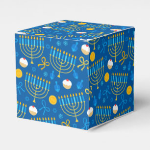 Caja Para Regalos Chanukah Menorah Gelt Dreidel Blue