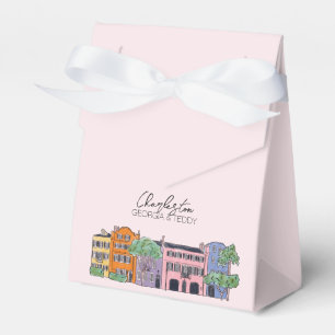 Caja Para Regalos Charleston, Boda de Carolina del Sur rosa y arco