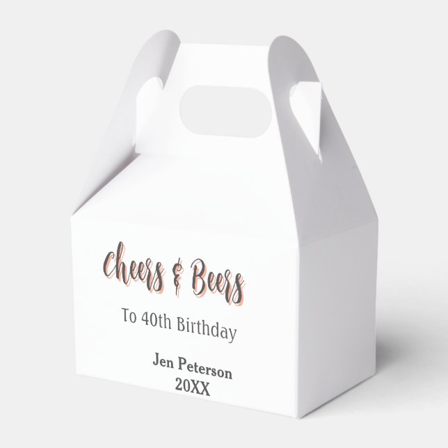 Caja Para Regalos Cheers & beers to 40th birthday gray name year sin (Front Side)