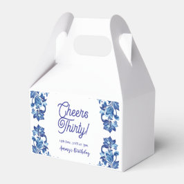Caja Para Regalos Cheers thirty birthday royal blue floral border na