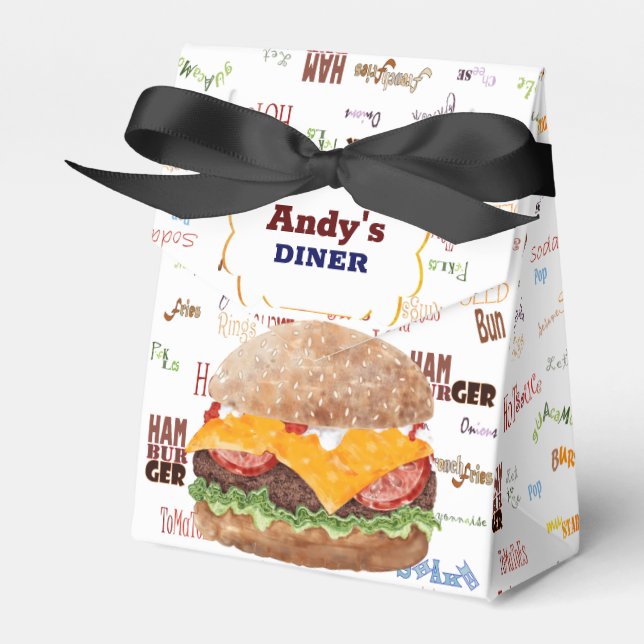 Caja Para Regalos Cheeseburger BBQ Grill Fast Food (Front Side)