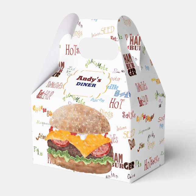 Caja Para Regalos Cheeseburger BBQ Grill Fast Food (Front Side)