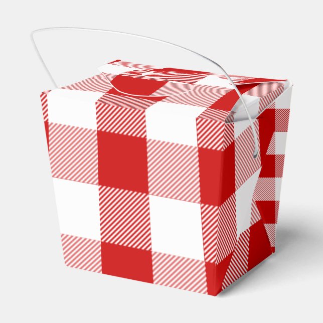 Caja Para Regalos Cheques Rojo Y Blanco Gingham Plaid Fiesta Boda (Reverso)
