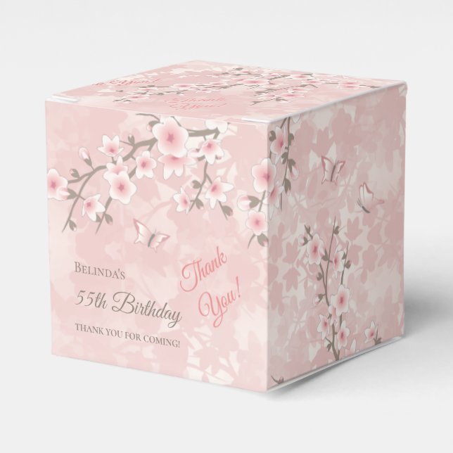 Caja Para Regalos Cherry Blossom Blush Pink Birthday  Favor Box (Costado Anverso)