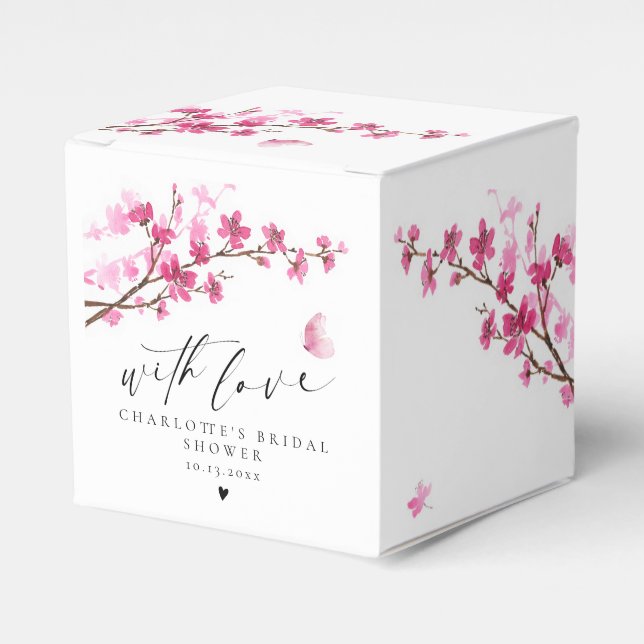 Caja Para Regalos Cherry Blossom Pink Butterfly Gracias (Costado Anverso)