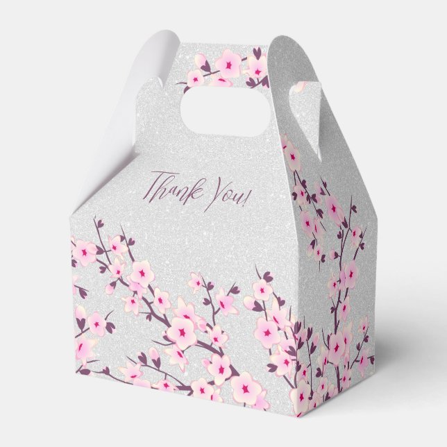 Caja Para Regalos Cherry Blossom Purpurina Personalizado Gracias (Front Side)
