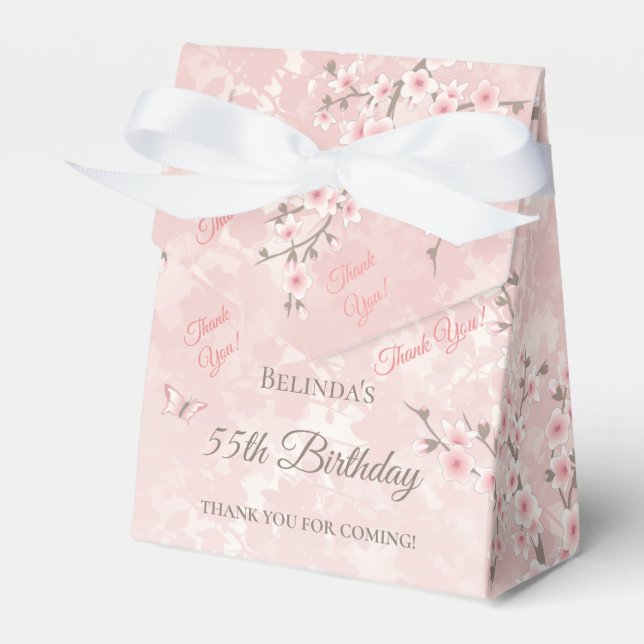 Caja Para Regalos Cherry Blossom Rubor Pink Birthday Favor Box (Front Side)