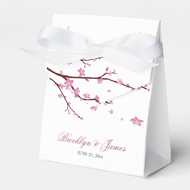 Caja Para Regalos Cherry Blossom Wedding Favor Box Tent (Front Side)
