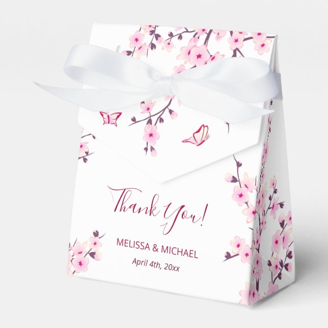 Caja Para Regalos Cherry Blossoms Pink White Custom Wedding (Front Side)