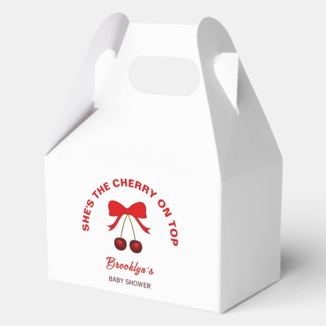 Caja Para Regalos Cherry On Top Baby Shower Red Coquette Bow Chica (Anverso)