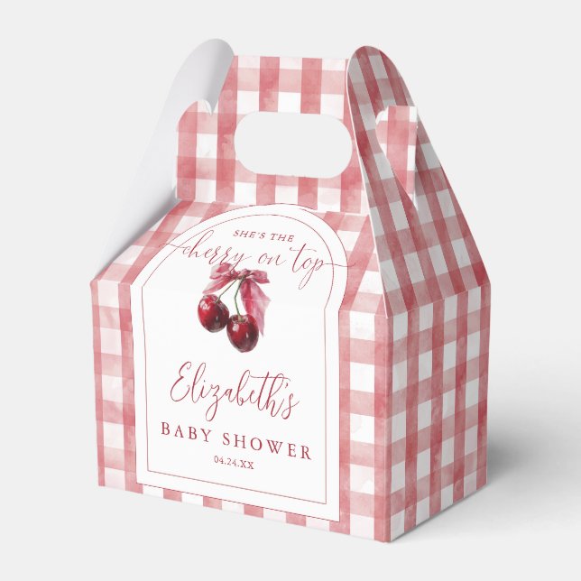 Caja Para Regalos Cherry On Top Coquette Bow Baby Shower (Front Side)