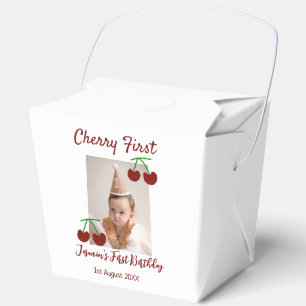 Caja Para Regalos Cherry primer feliz cumpleaños foto niños rojo mod