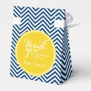 Caja Para Regalos Chevron Azul Marino - Agradecimiento de Boda