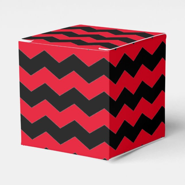 Caja Para Regalos Chevron moderno Zigzag Patrón negro y rojo (Costado Anverso)