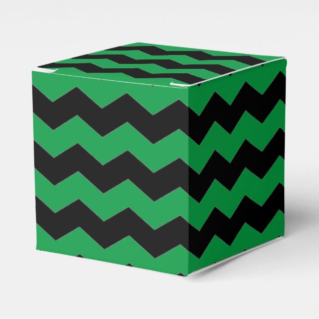 Caja Para Regalos Chevron moderno Zigzag Patrón negro y verde (Costado Anverso)