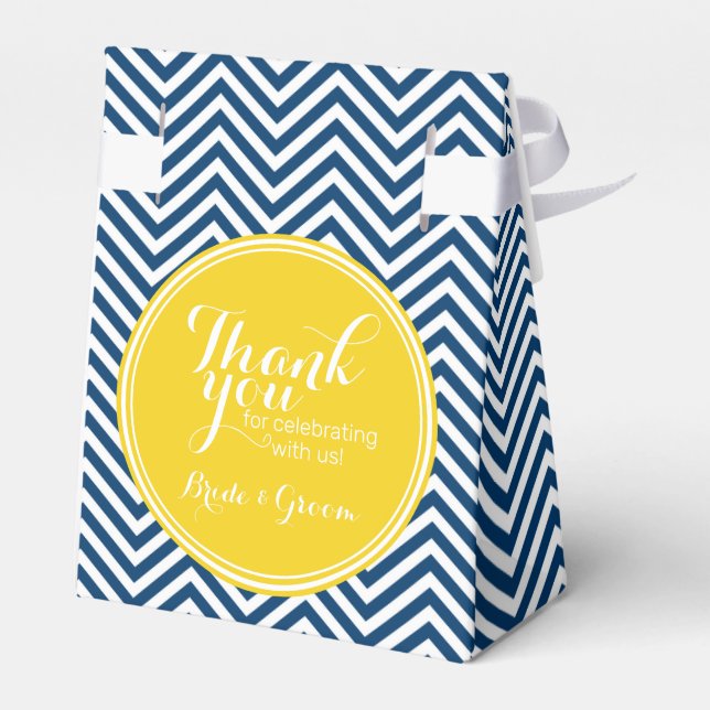 Caja Para Regalos Chevrons azules de la marina - Boda Gracias (Reverso)