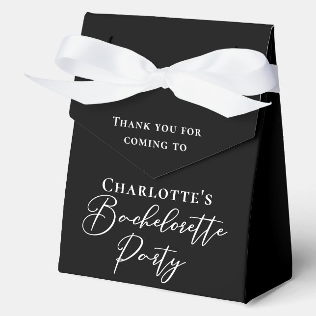 Caja Para Regalos Chic Black White Customized Bachelorette Party (Anverso)