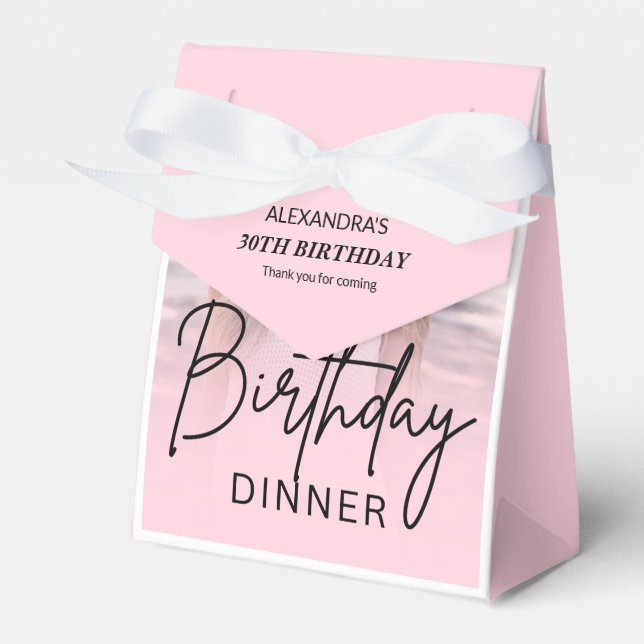 Caja Para Regalos Chic Blush Pink Gradient Photo Birthday Dinner (Front Side)