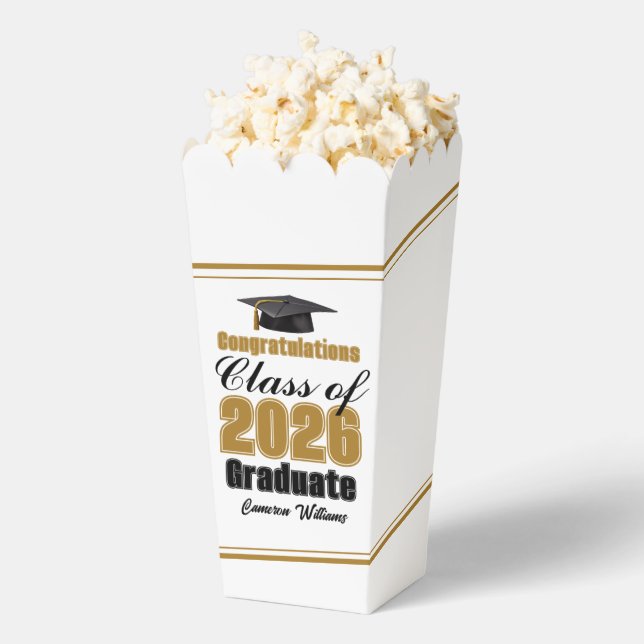 Caja Para Regalos Chic Gold Class of 2026 Graduation Party Popcorn (apareció)