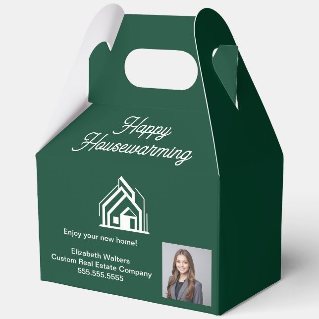 Caja Para Regalos Chic Green Real Estate Agent Photo Housewarming (Anverso)