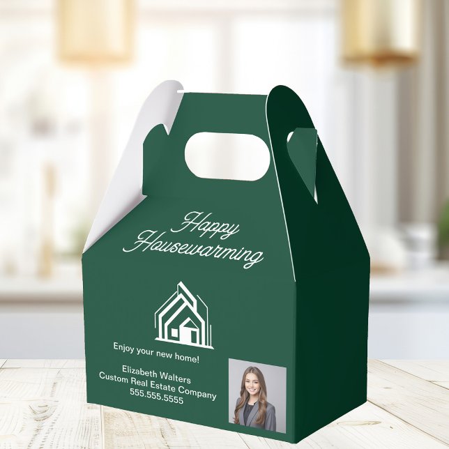 Caja Para Regalos Chic Green Real Estate Agent Photo Housewarming (Subido por el creador)