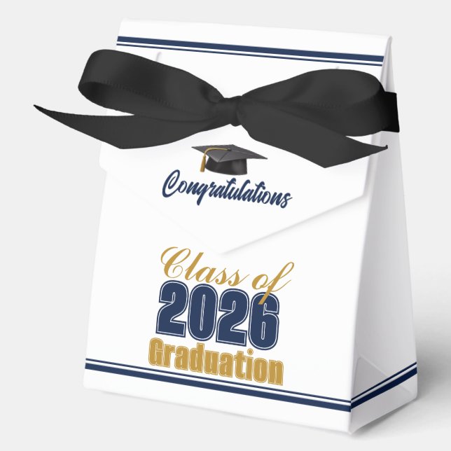 Caja Para Regalos Chic Navy Blue Class of 2026 Custom Graduation (Anverso)