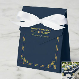 Caja Para Regalos Chic Navy Gold Art Deco 80th Birthday