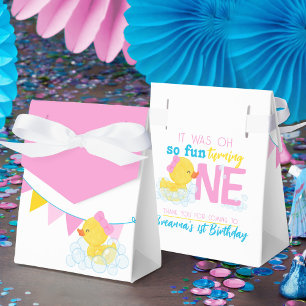Caja Para Regalos Chica acuarela Pato de goma primer cumpleaños