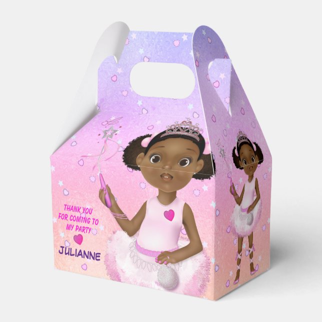 Caja Para Regalos Chica afroamericana Fairy Princesa Ballerina (Front Side)