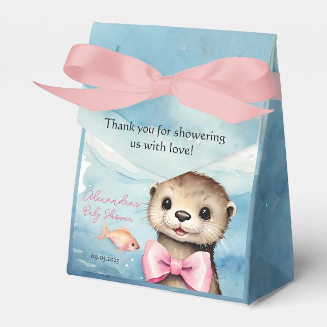 Caja Para Regalos Chica Baby Otter Baby Shower (Front Side)