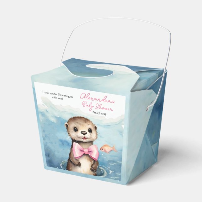 Caja Para Regalos Chica Baby Otter Baby Shower (Front Side)