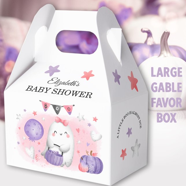 Caja Para Regalos Chica Baby Shower de Halloween Curte de gran gable (Pink Boo Halloween Large Gable Favor Boxes - You can choose from 3 sizes of these gable favor boxes)