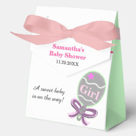 Caja Para Regalos Chica Baby Shower Pink Green Rattle
