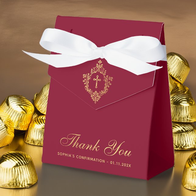 Caja Para Regalos Chica Confirmación Elegante Escudo Burgundy Faux G (Subido por el creador)