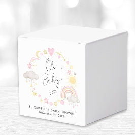 Caja Para Regalos Chica de acuarela arcoiris Boho Baby Shower