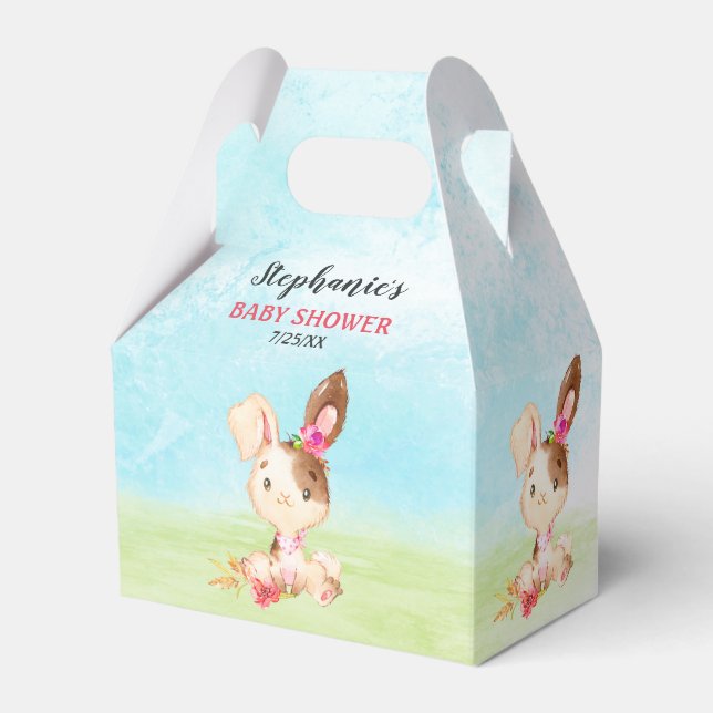 Caja Para Regalos Chica de acuarela Bunny Baby Shower Farm (Front Side)