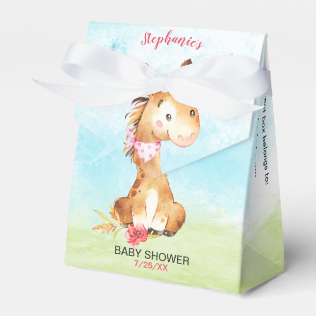 Caja Para Regalos Chica de acuarela Caballo Baby Shower Farm (Front Side)