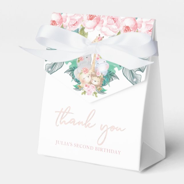 Caja Para Regalos Chica de animales de la jungla Cumpleaños Gracias (Front Side)