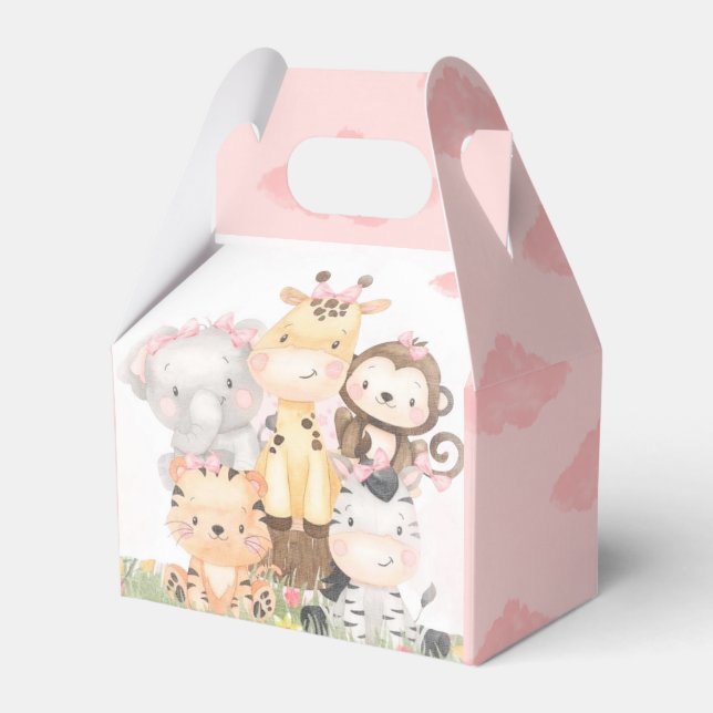 Caja Para Regalos Chica de Animales Woodland Safari Baby Shower (Front Side)