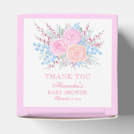 Caja Para Regalos Chica de Baby Shower Watercolor Bouquet Roses Rosa