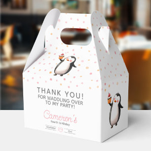 Caja Para Regalos Chica de celebración del pingüino de quequitos ros